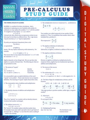 cover image of Pre-Calculus Study Guide